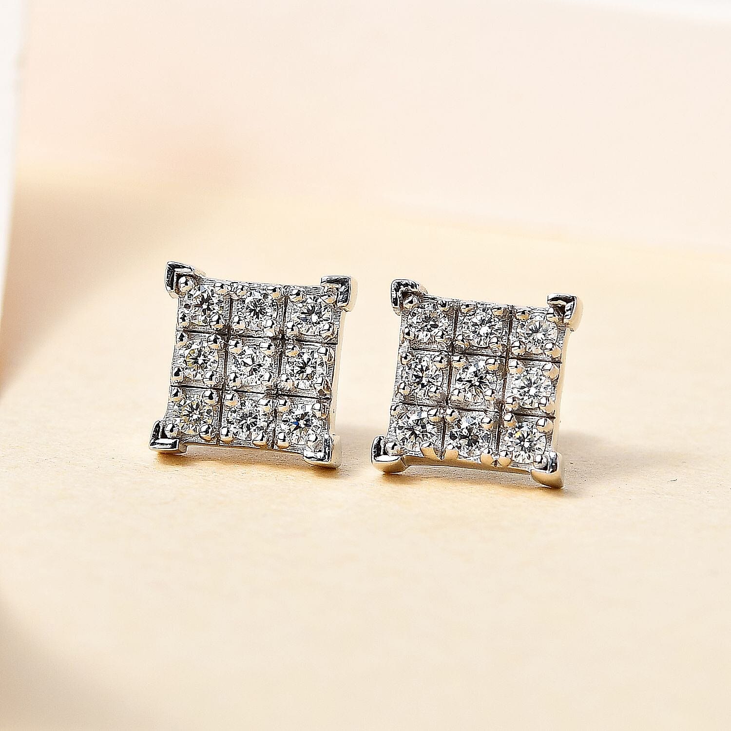 Moissanite Stud Push Back Earrings in Sterling Silver