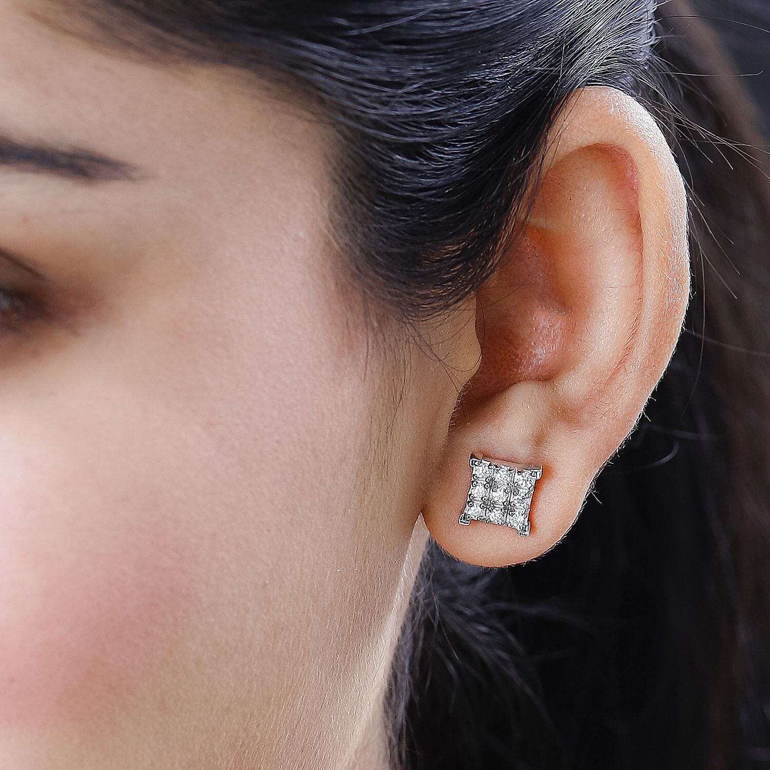 Moissanite Stud Push Back Earrings in Sterling Silver