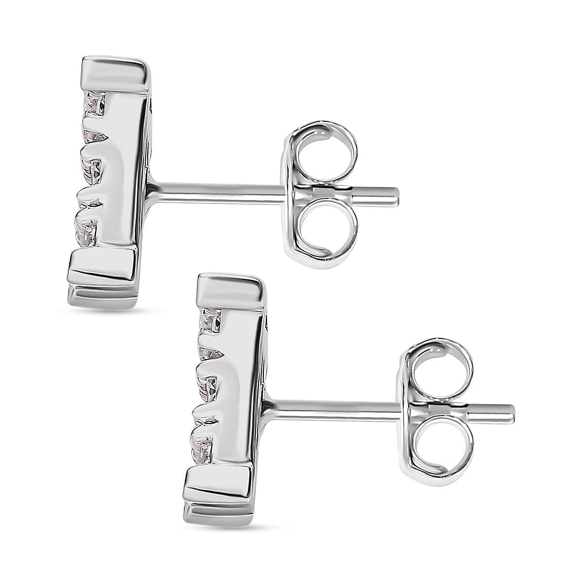 Moissanite Stud Push Back Earrings in Sterling Silver