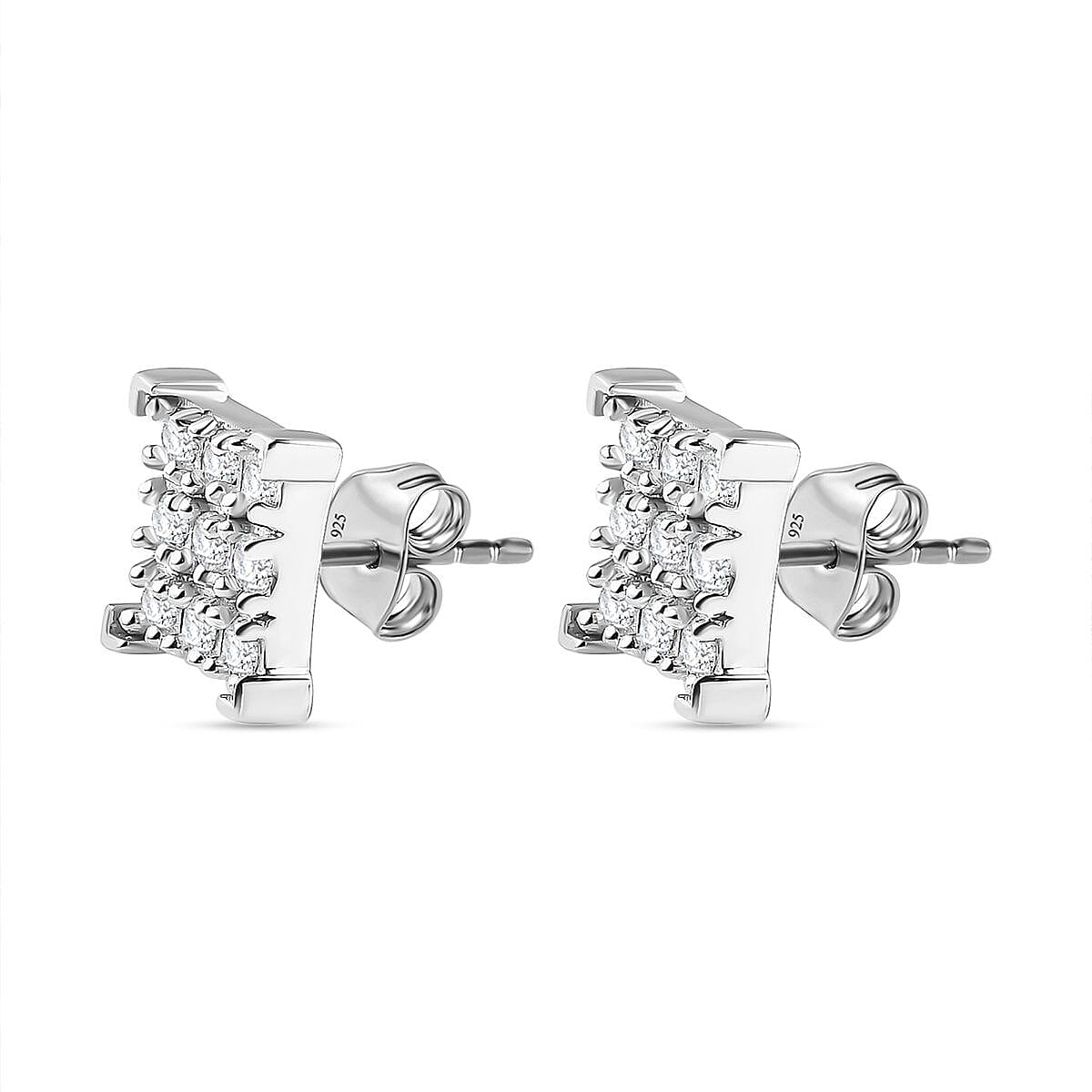 Moissanite Stud Push Back Earrings in Sterling Silver