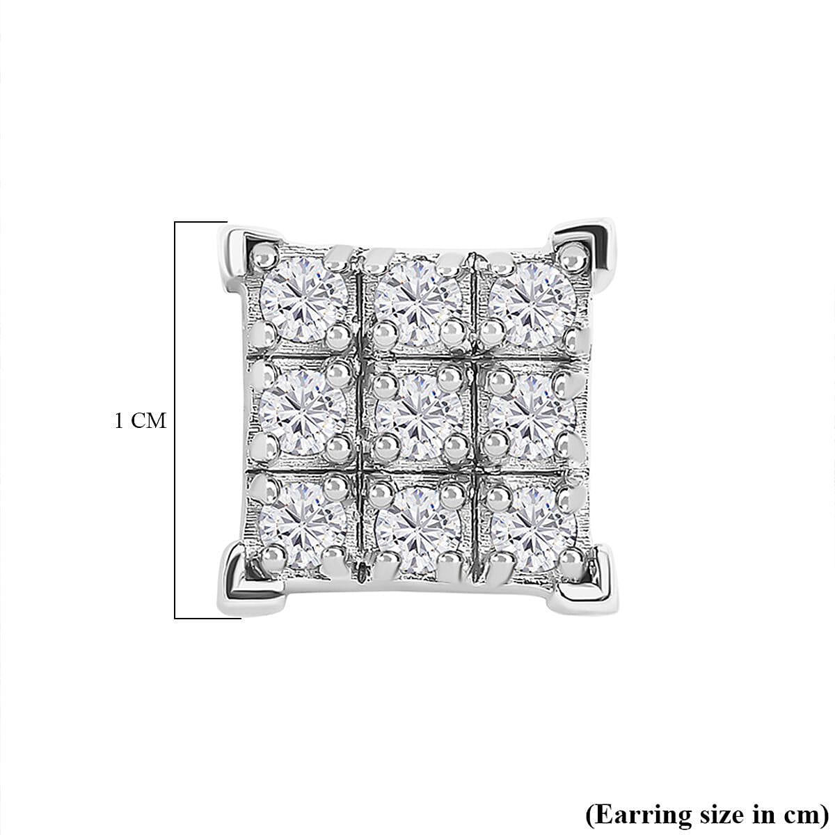 Moissanite Stud Push Back Earrings in Sterling Silver