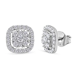 1.4 Ct. Moissanite Cluster Stud Earrings in Platinum Overlay Sterling Silver