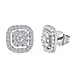 Moissanite Stud Earrings in Platinum Overlay Sterling Silver