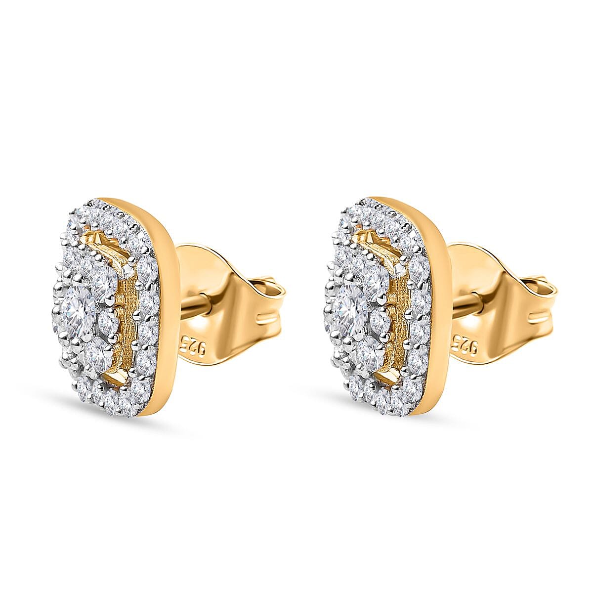 Moissanite Stud Earrings in 18K Yellow Gold Vermeil Plated Sterling Silver 1.40 Ct