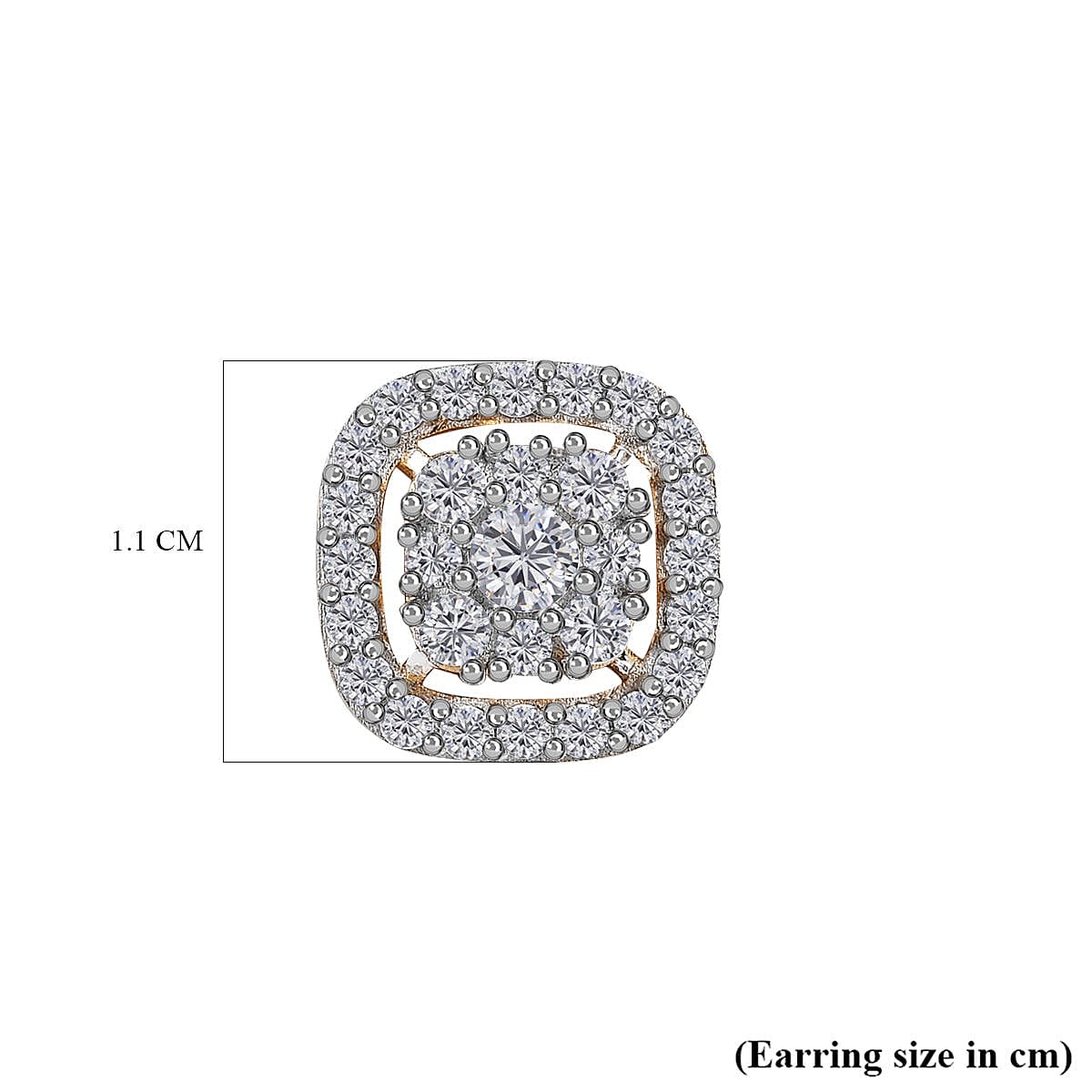 Moissanite Stud Earrings in 18K Yellow Gold Vermeil Plated Sterling Silver 1.40 Ct