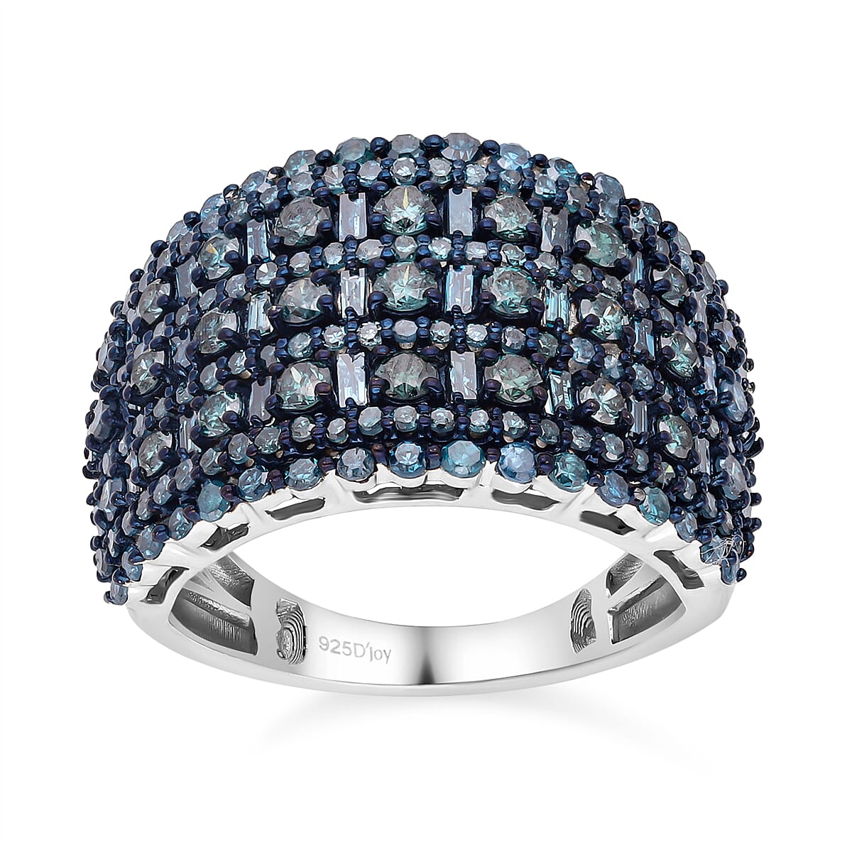 Blue Diamond Ring in Platinum Overlay Sterling Silver 2.00 Ct, SIlver Wt 5.48 GM