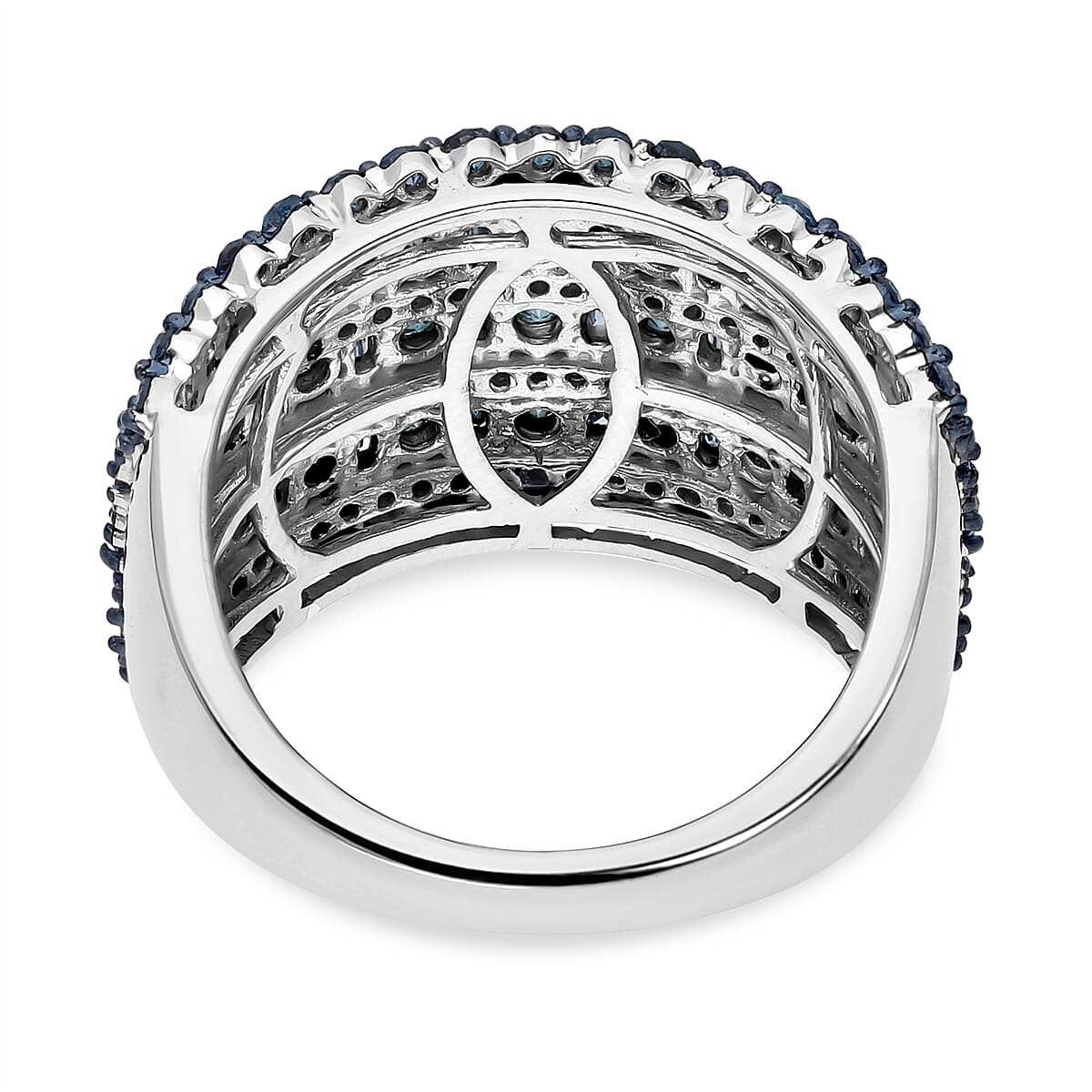 Blue Diamond Ring in Platinum Overlay Sterling Silver 2.00 Ct, SIlver Wt 5.48 GM