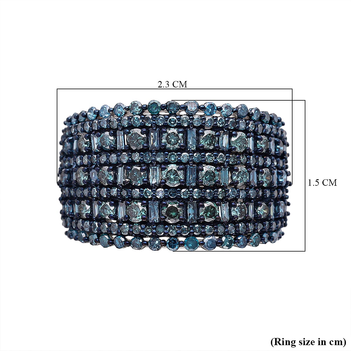 Blue Diamond Ring in Platinum Overlay Sterling Silver 2.00 Ct, SIlver Wt 5.48 GM