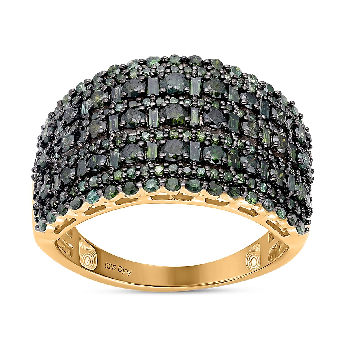 Green Diamond Ring in 18K Vermeil Yellow Gold Plated Sterling Silver 1.98 Ct, Silver Wt. 5.58 Gms.