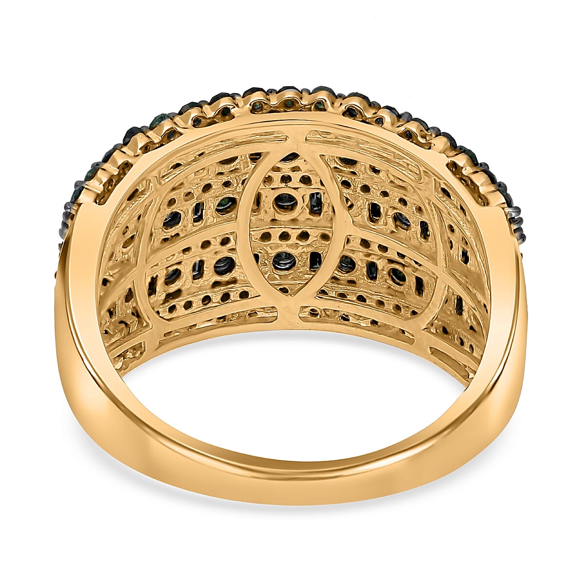 Green Diamond Ring in 18K Vermeil Yellow Gold Plated Sterling Silver 1.98 Ct, Silver Wt. 5.58 Gms.