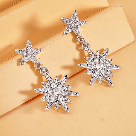 White Austrian Crystal Star Earrings