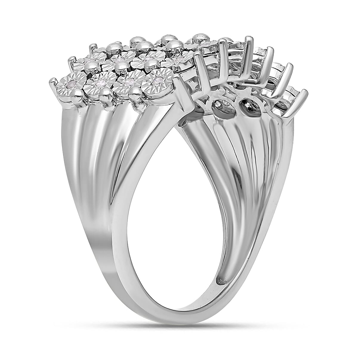 Vicenza Show CloseOut- Diamond CARPET Ring in Platinum Overlay Sterling Silver