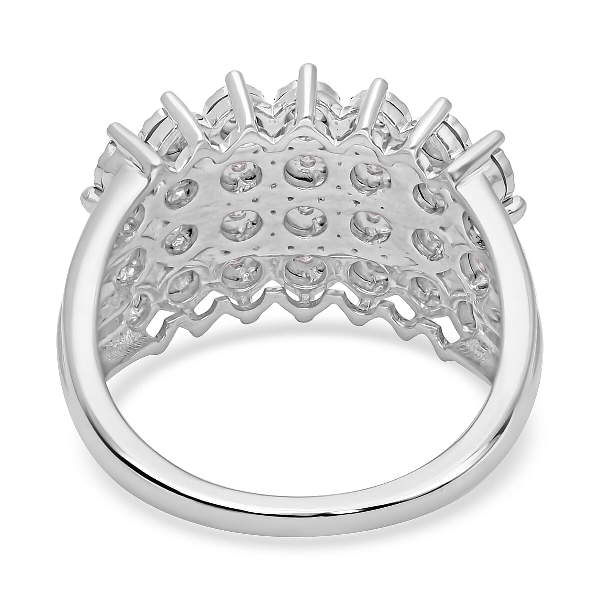 Vicenza Show CloseOut- Diamond CARPET Ring in Platinum Overlay Sterling Silver