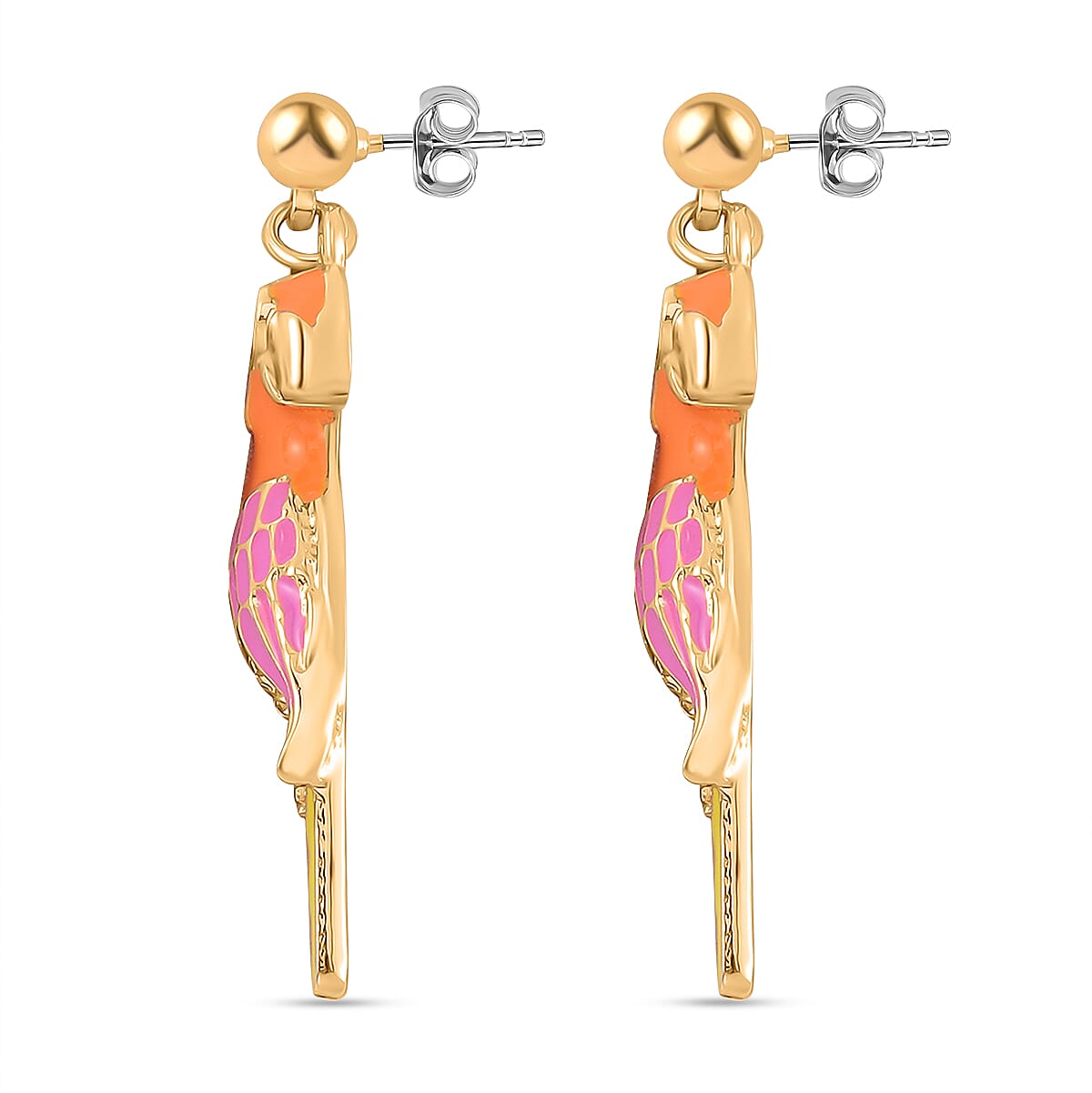 White Austrian Crystal Enamelled Parrot Earrings