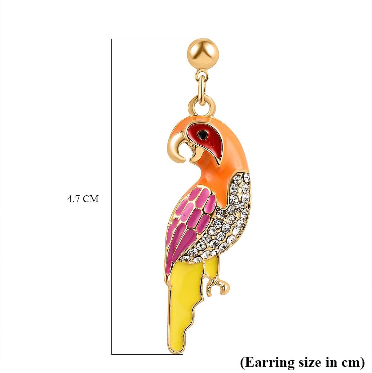 White Austrian Crystal Enamelled Parrot Earrings