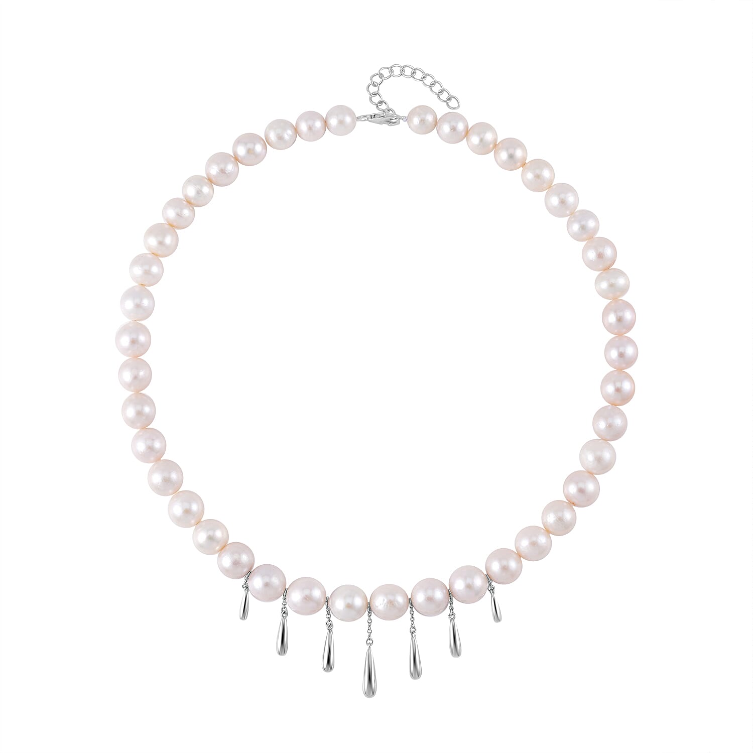 Lucy Q Pearl Drop Collection - Edison Pearl Necklace (Size - 20) in Rhodium Overlay Sterling Silver