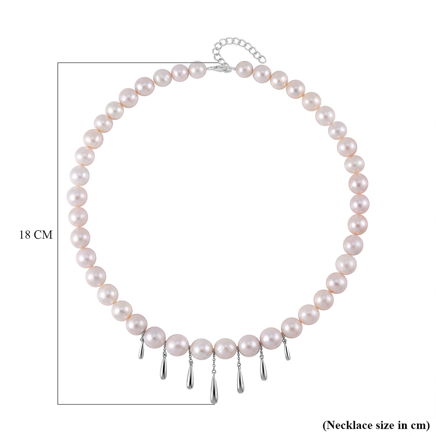 Lucy Q Pearl Drop Collection - Edison Pearl Necklace (Size - 20) in Rhodium Overlay Sterling Silver