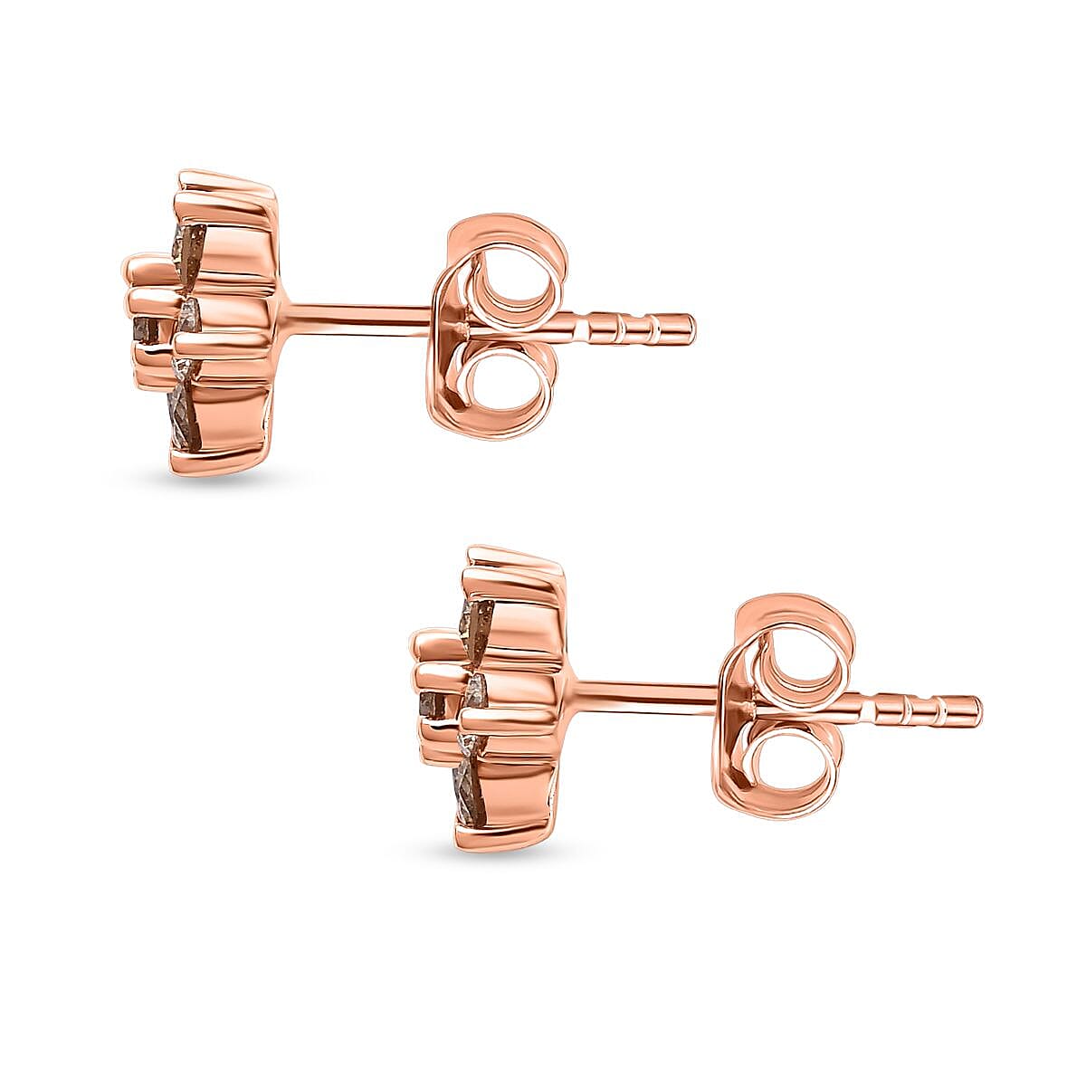 9K Rose Gold SGL Certified Champagne Diamond Solitaire Stud Earrings 0.50 Ct.