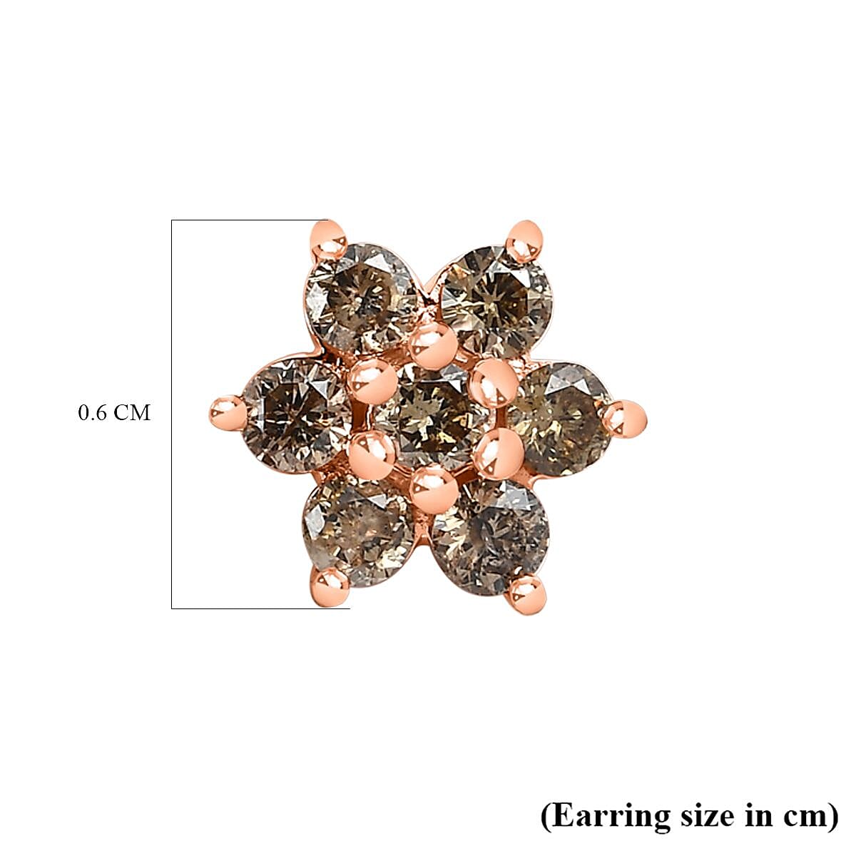 9K Rose Gold SGL Certified Champagne Diamond Solitaire Stud Earrings 0.50 Ct.
