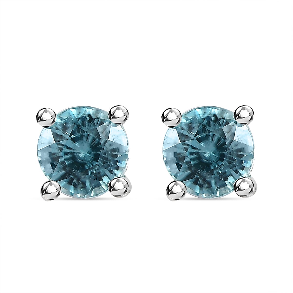 Ratanakiri Blue Zircon Stud Earrings in Sterling Silver