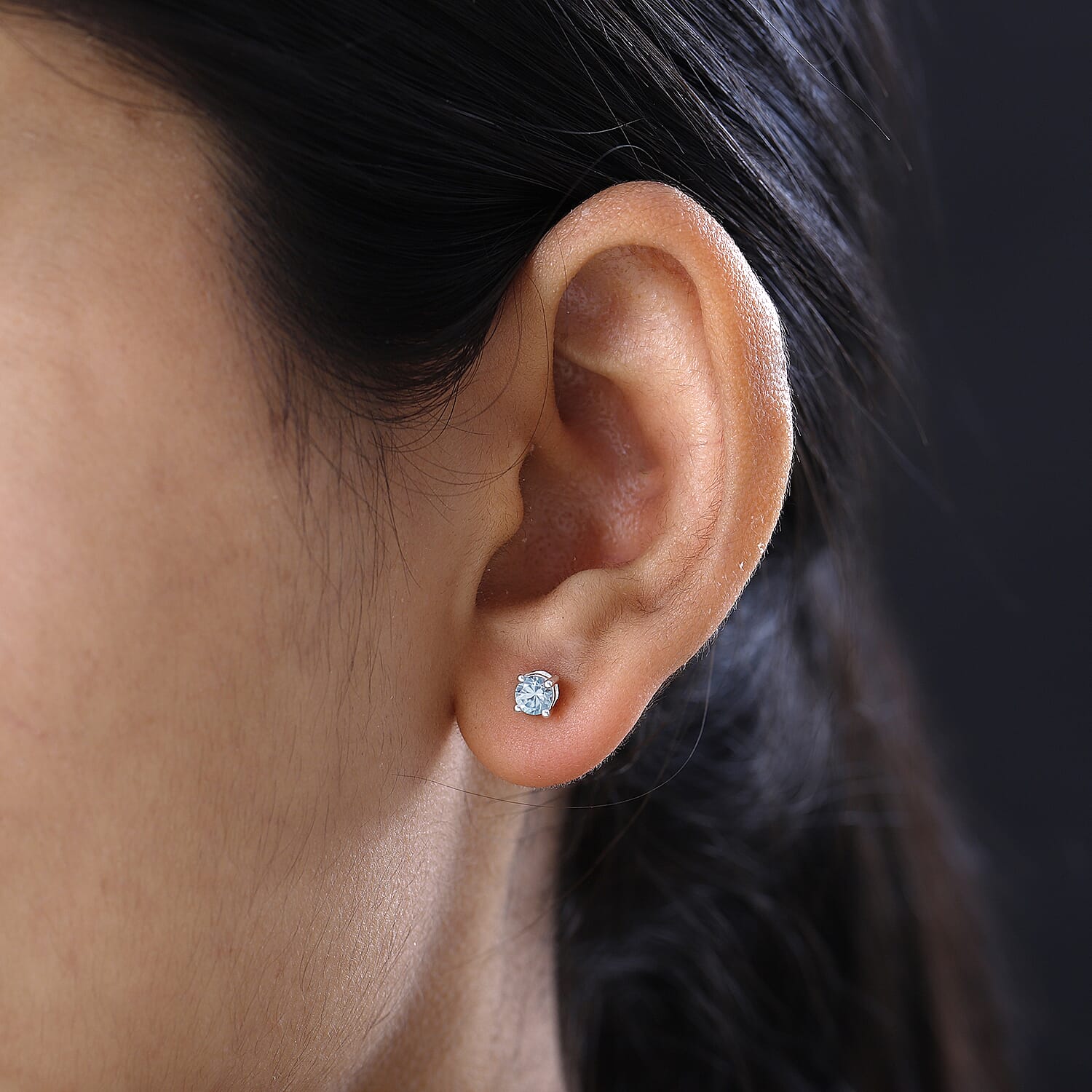 Ratanakiri Blue Zircon Stud Earrings in Sterling Silver