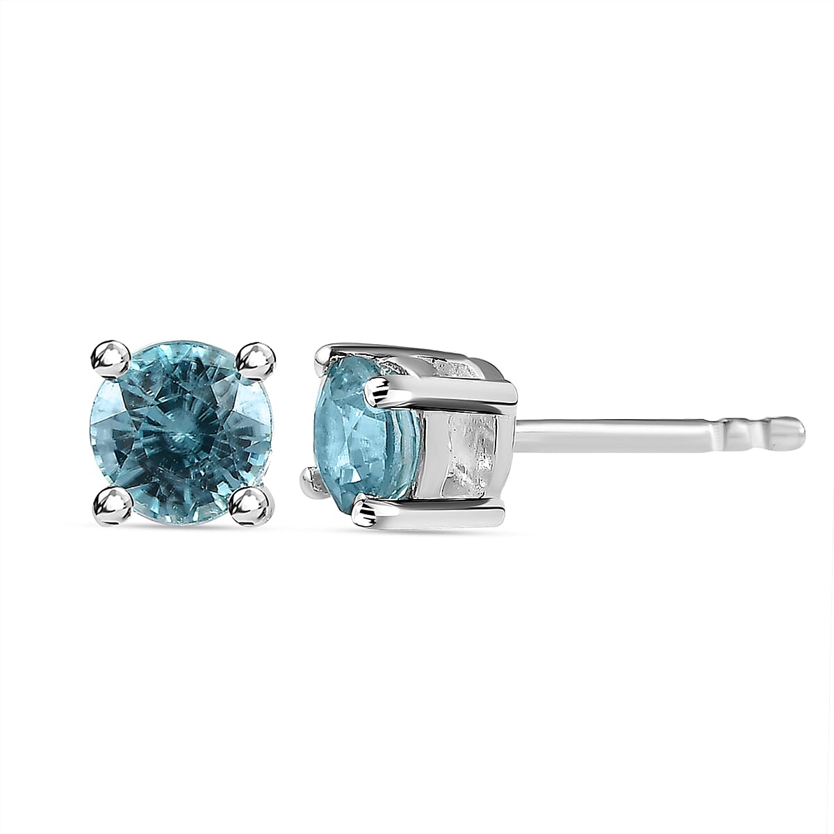 Ratanakiri Blue Zircon Stud Earrings in Sterling Silver