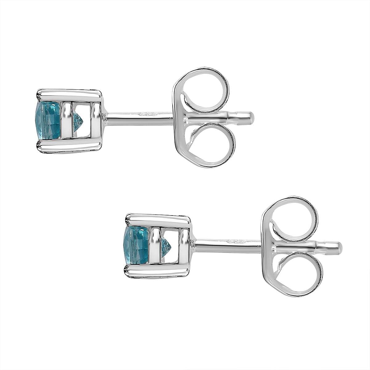 Ratanakiri Blue Zircon Stud Earrings in Sterling Silver