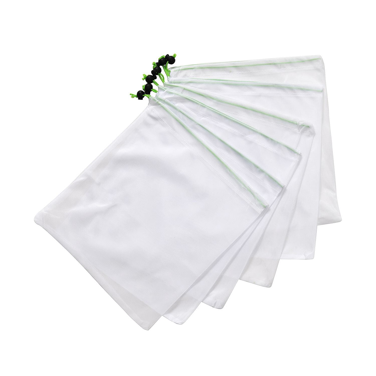 Set of 10 - Fruit Drawstring Eco-Friendly Mesh Bag Capacity - (4x14cm, 6x20cm) - White