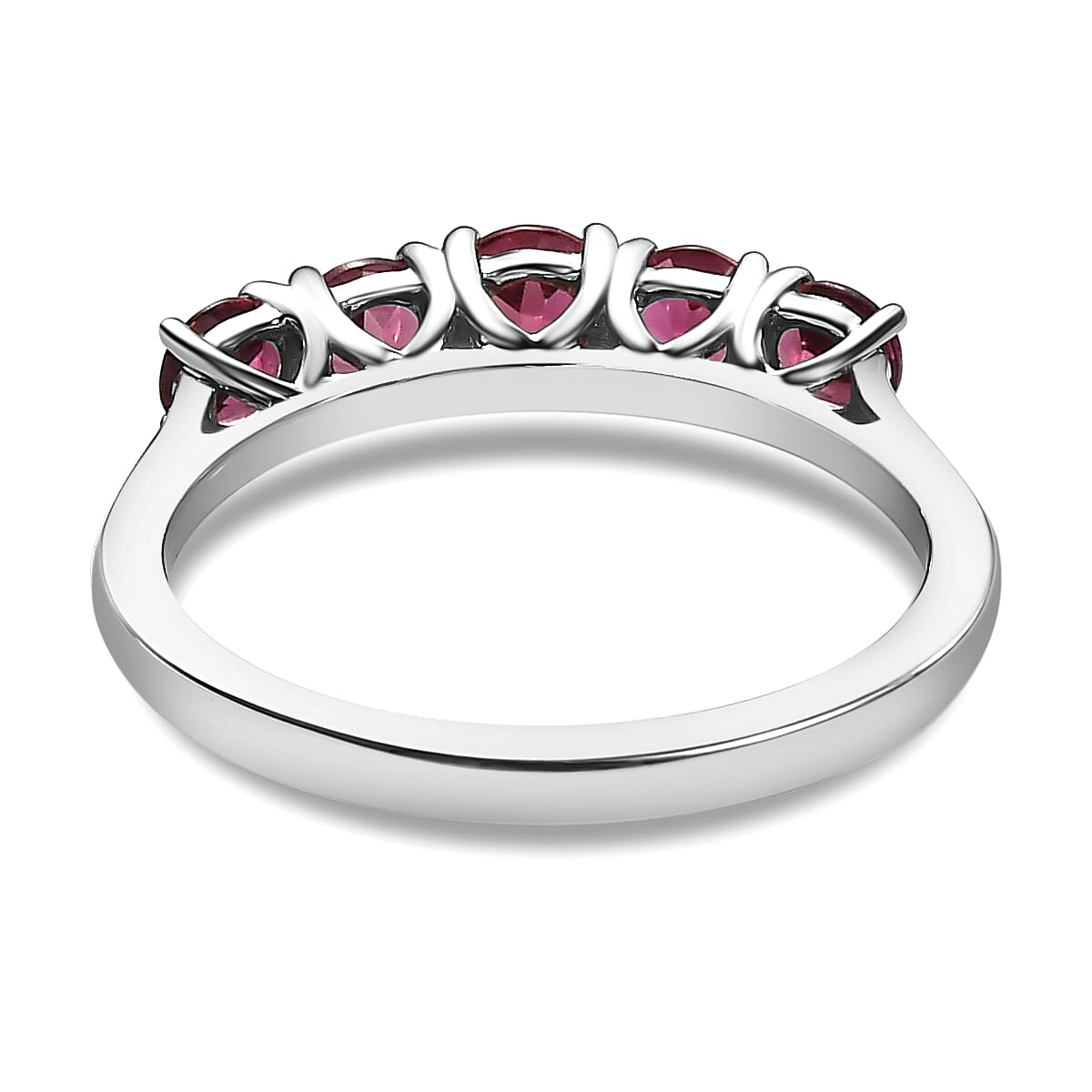 950 Platinum AAAA Rubellite 5 Stone Ring 1.02 Ct, Platinum Wt. 3.95 Gms