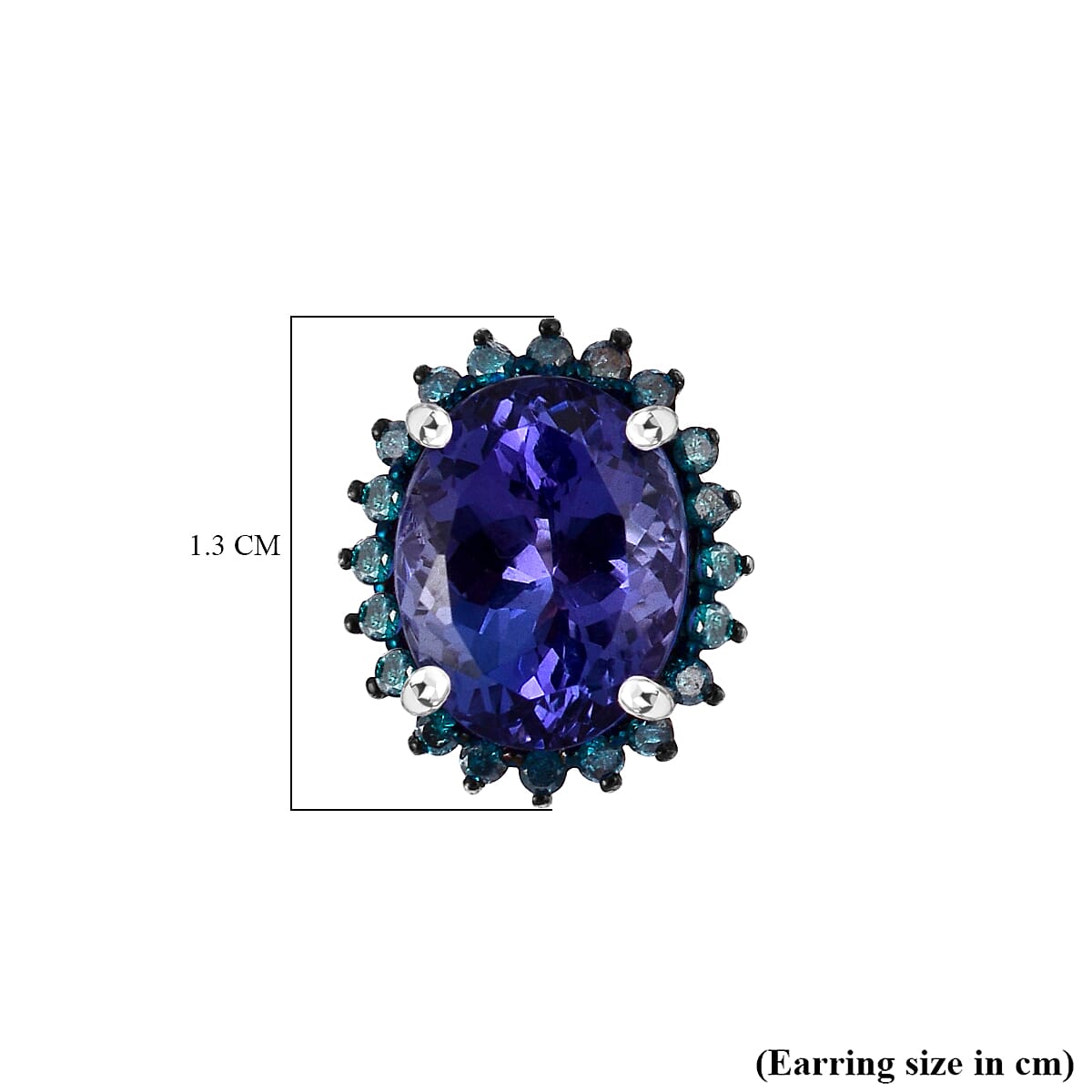 5 th Avenue Closeout- 14K White Gold AAA Tanzanite and Blue Diamond Stud Earrings 6.00 Ct
