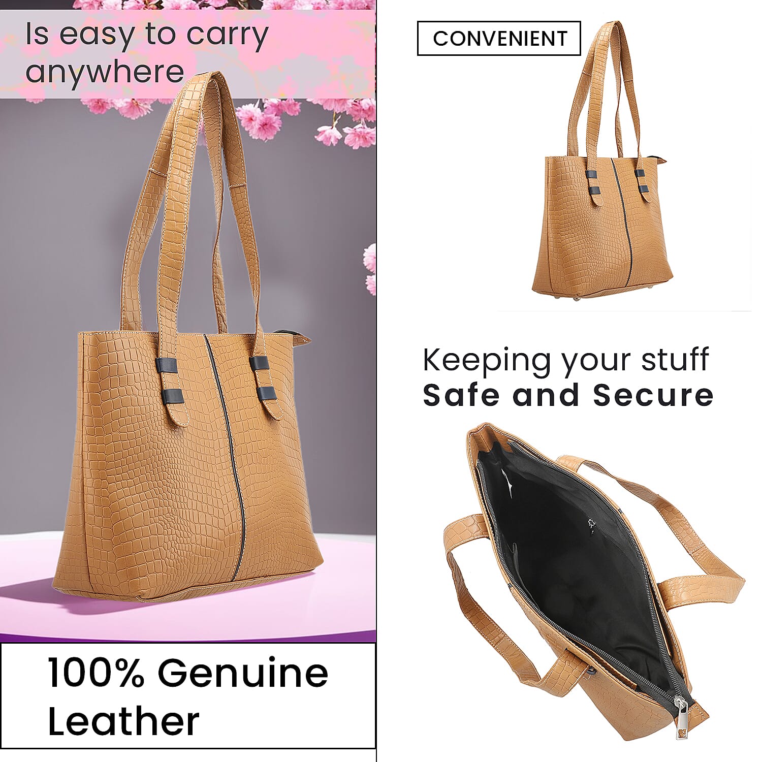 Crocodile Pattern Embossed Tote Bag