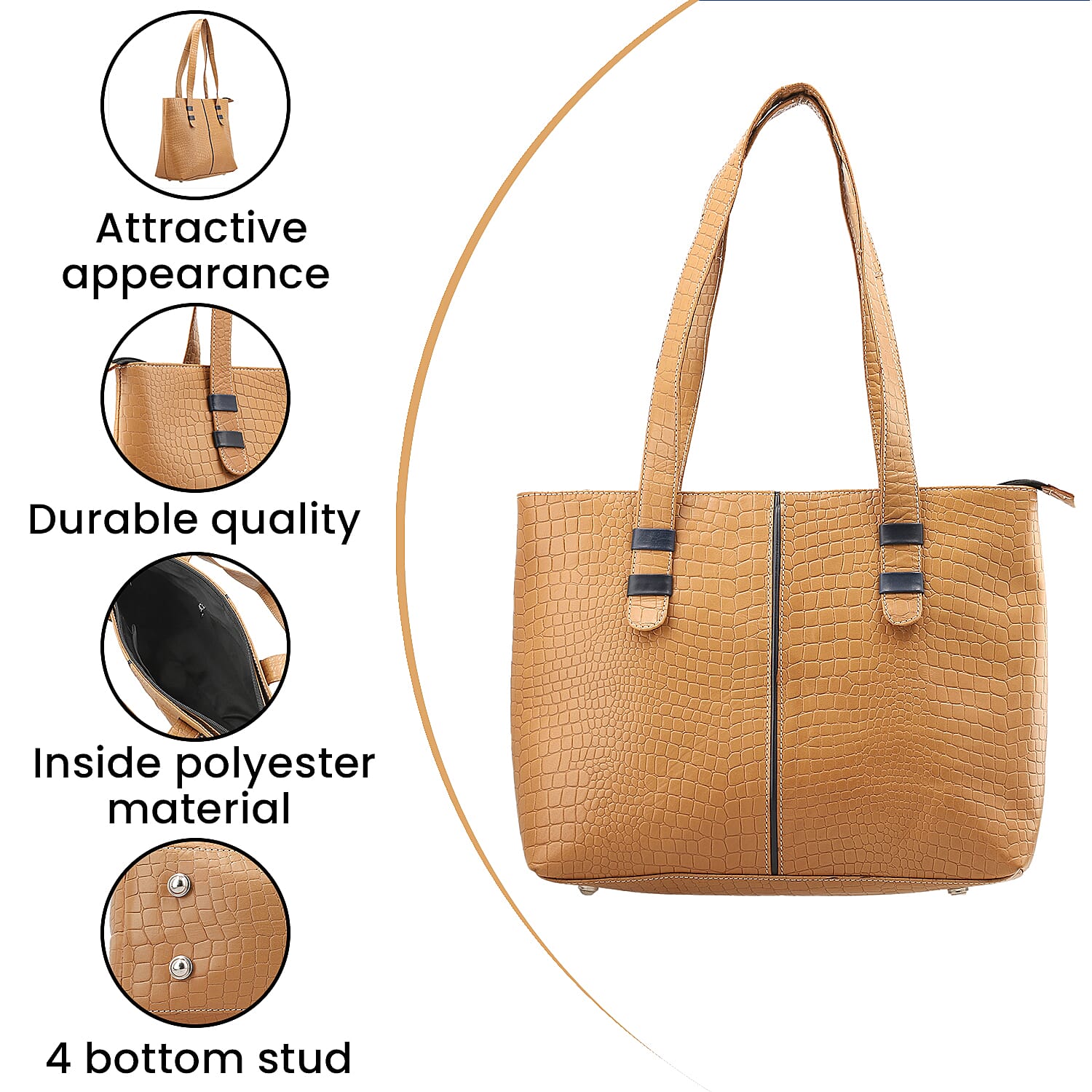 Crocodile Pattern Embossed Tote Bag