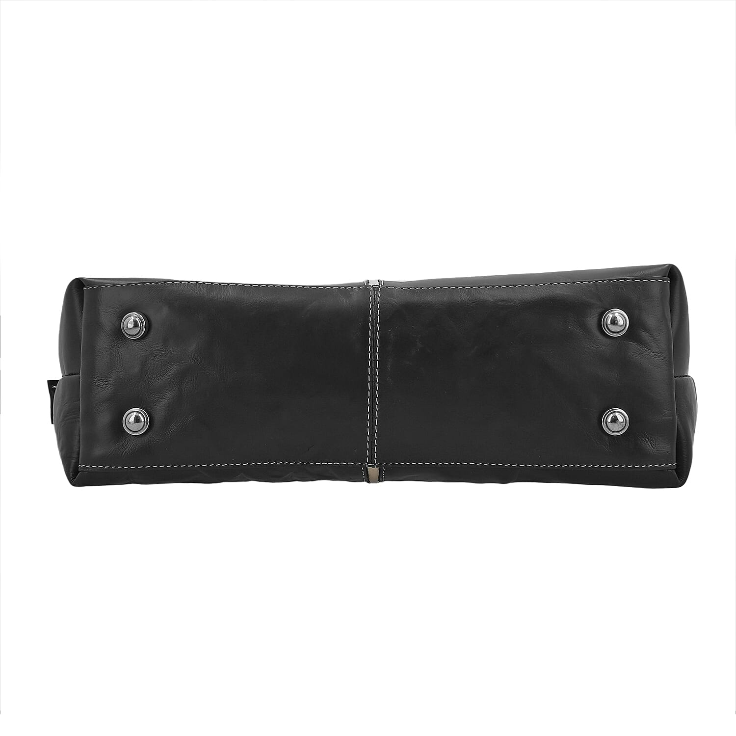 100% Genuine Leather Crocodile Embossed Tote Bag - Black