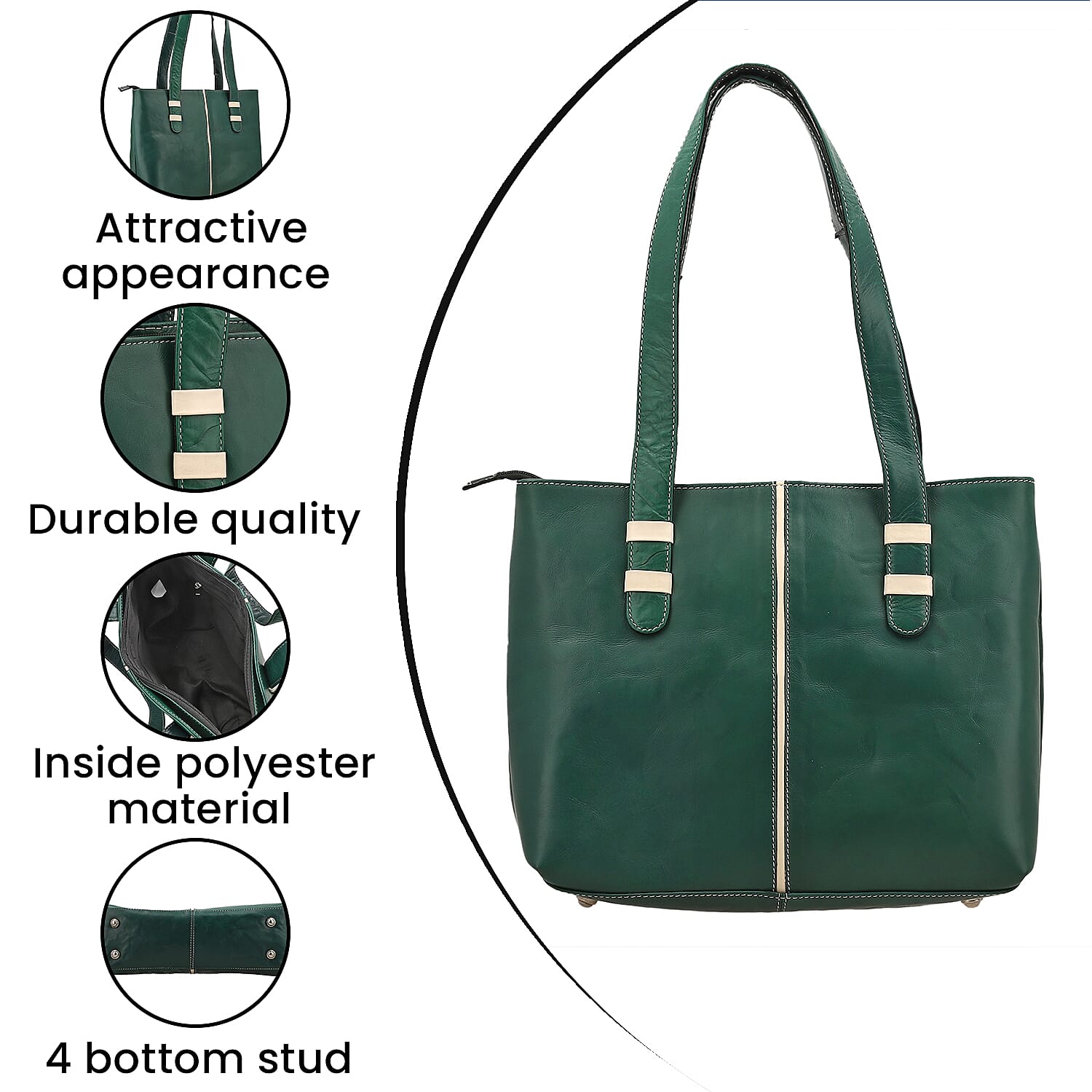 100% Genuine Leather Crocodile Embossed Tote Bag - Green