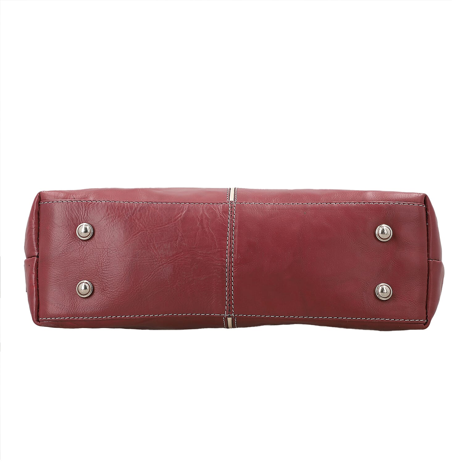 100% Genuine Leather Crocodile Embossed Tote Bag - Burgundy