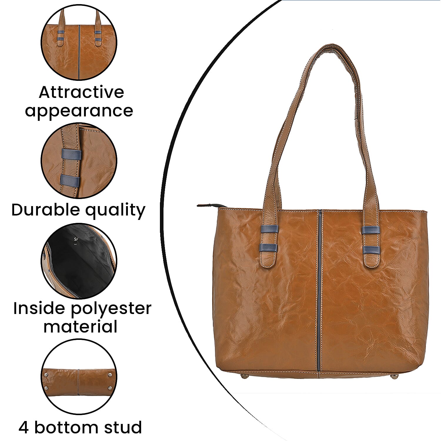 100% Genuine Leather Crocodile Embossed Tote Bag - Sand