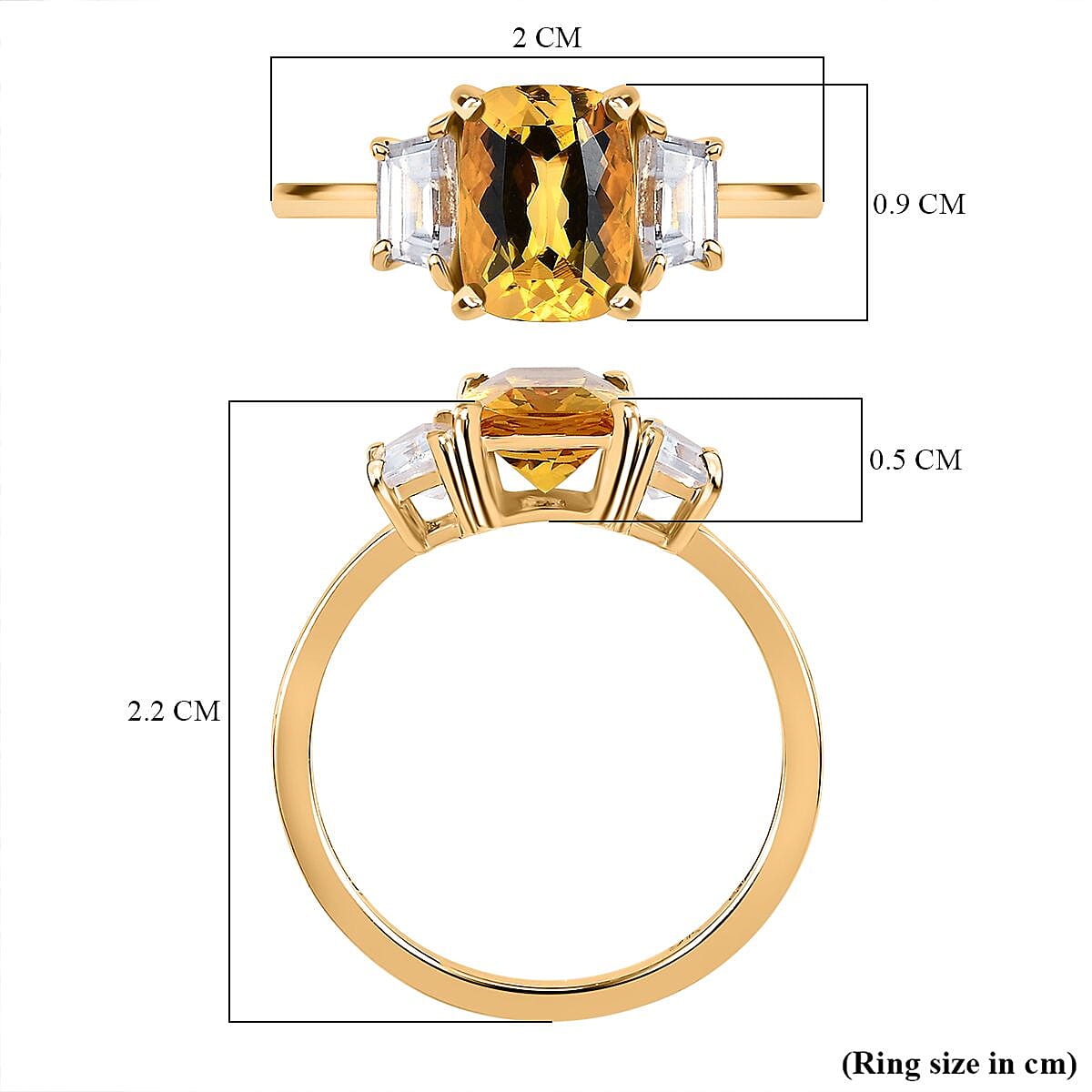 Tuscon Find - 9K Yellow Gold Heliodor and Natural Zircon 3 Stone Ring in 2.09 Ct.