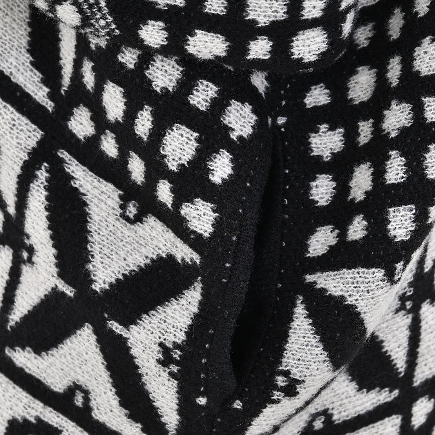 Closeout Deal - Oversized Longline Warm Knit Cardigan) - Black