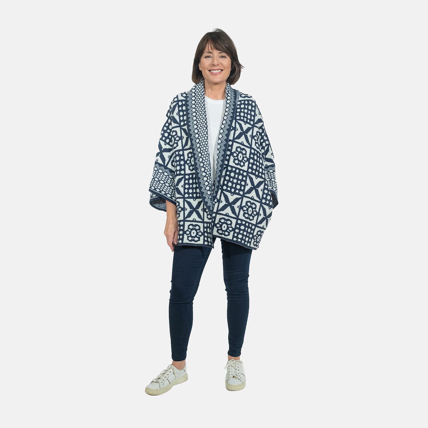 Closeout Deal - Oversized Longline Warm Knit Cardigan (Size 75x75cm) - Navy Blue