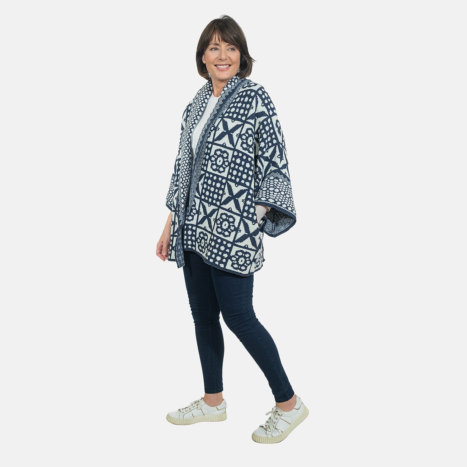 Closeout Deal - Oversized Longline Warm Knit Cardigan (Size 75x75cm) - Navy Blue