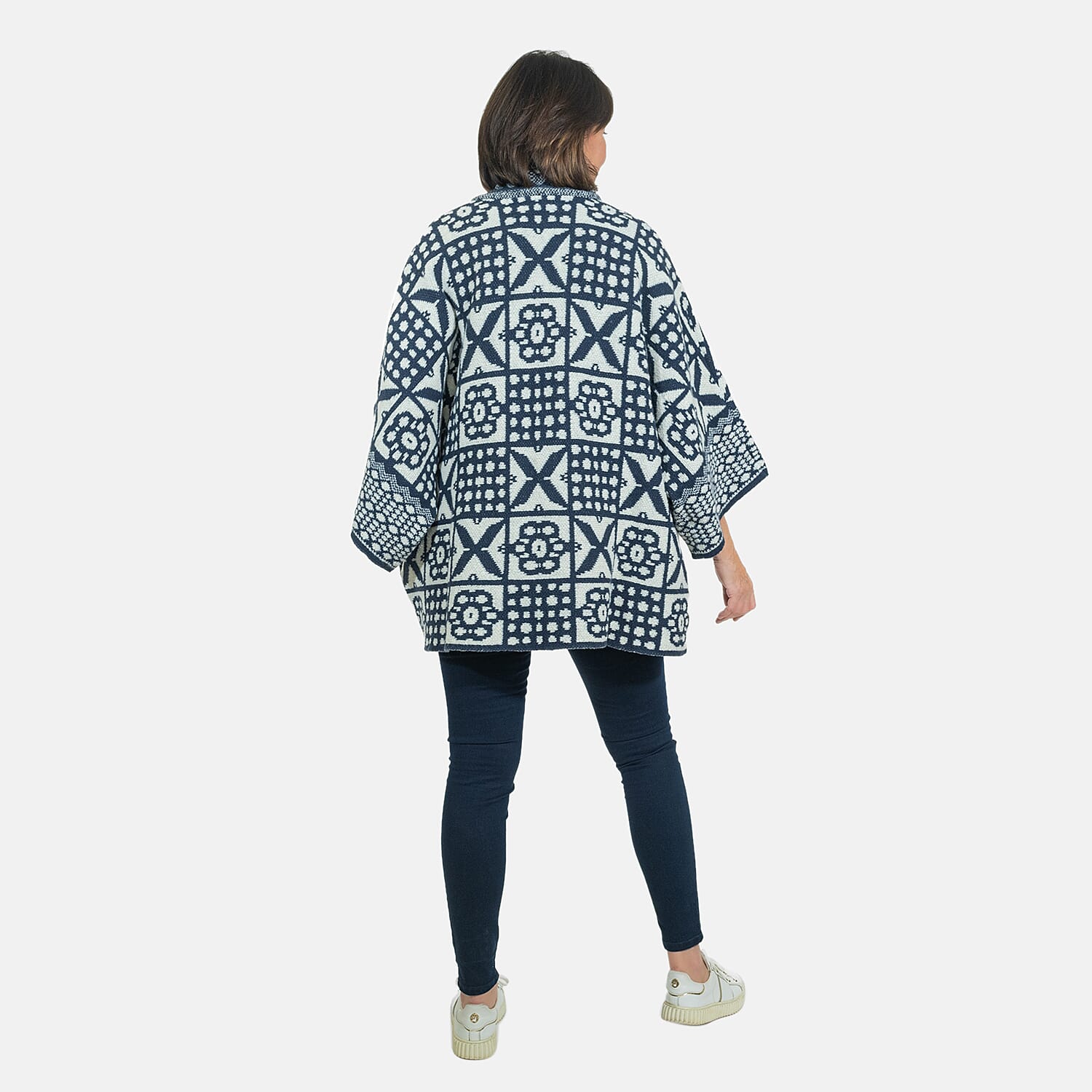 Closeout Deal - Oversized Longline Warm Knit Cardigan (Size 75x75cm) - Navy Blue