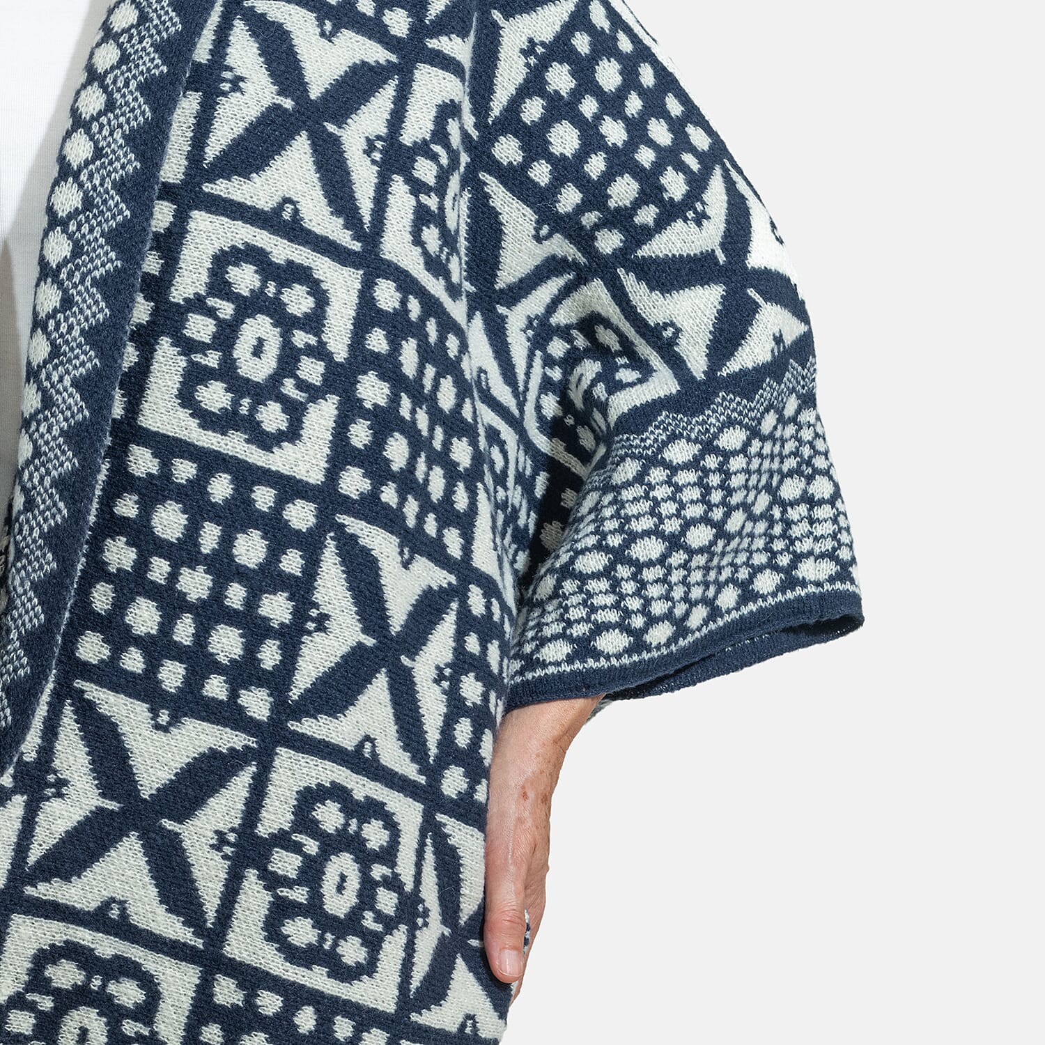 Closeout Deal - Oversized Longline Warm Knit Cardigan (Size 75x75cm) - Navy Blue