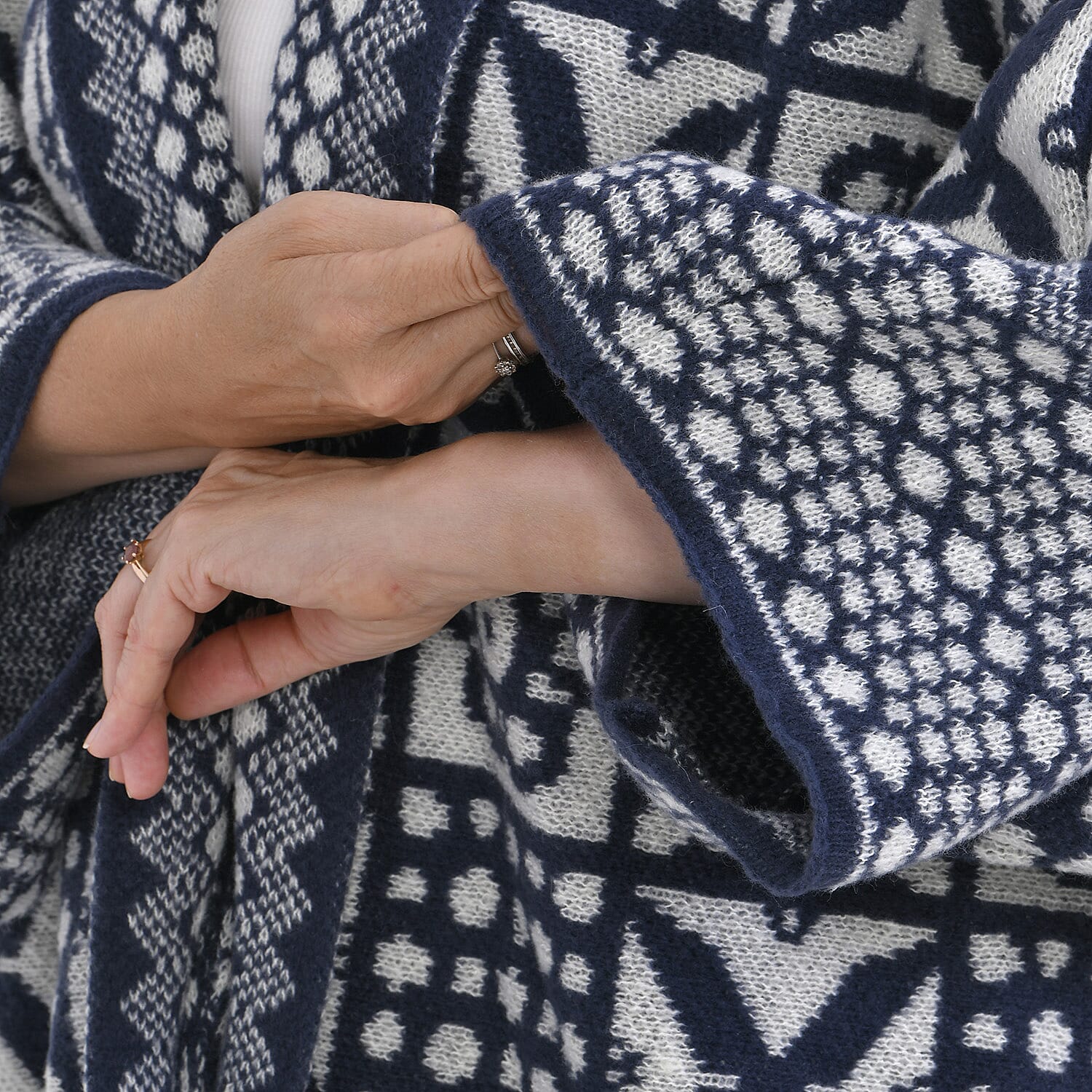 Closeout Deal - Oversized Longline Warm Knit Cardigan (Size 75x75cm) - Navy Blue