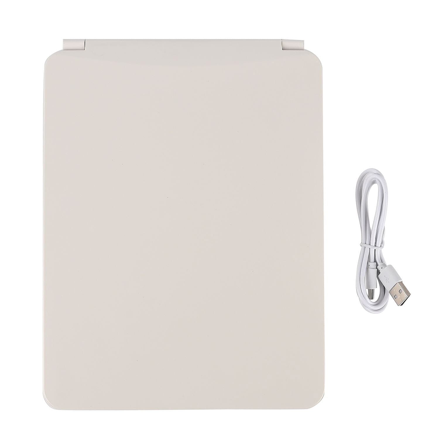 Foldable LED Lighted Makeup Mirror (1200mah Battery) - White (26 cm x 19 cm)