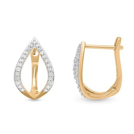 Designer  Inspired- 9K Yellow Gold Diamond Earrings 0.25 Ct.