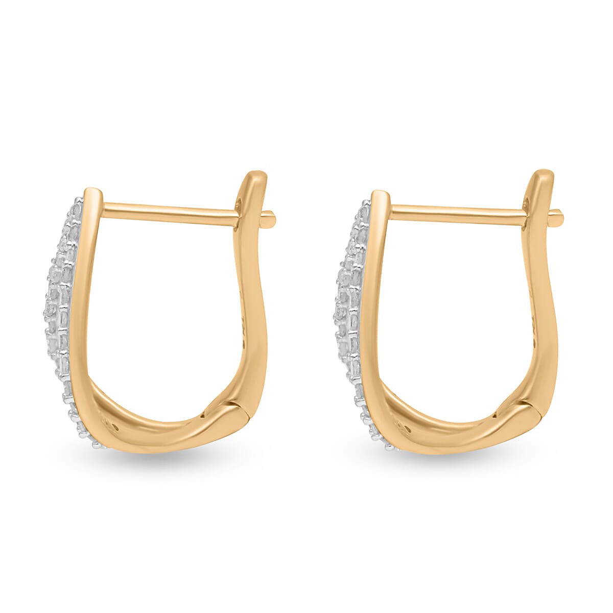 Designer  Inspired- 9K Yellow Gold Diamond Earrings 0.25 Ct.