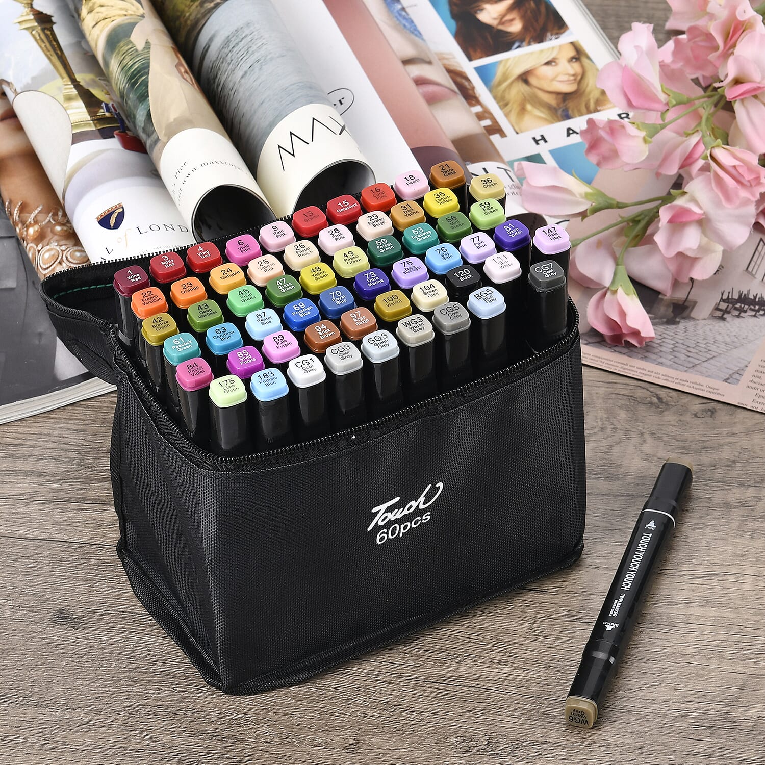 Set of 60 Dual Markers with Storage bag