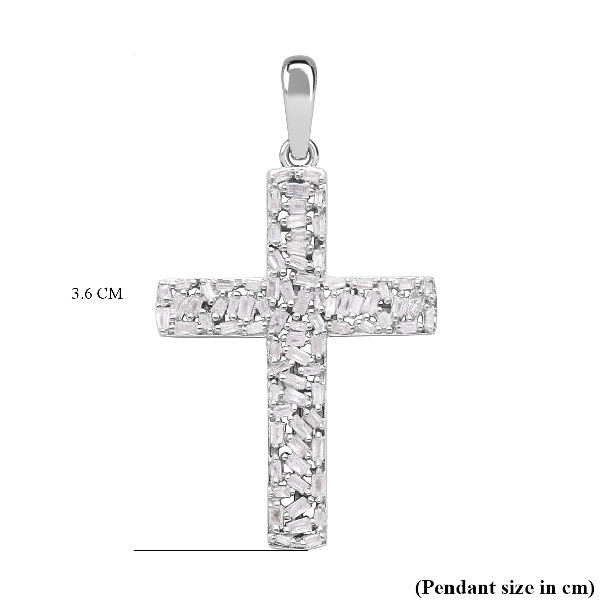 Diamond Cross Pendant in Platinum Overlay Sterling Silver 0.50 Ct.