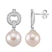 White Edison Pearl and White Zircon Dangle Earrings in Rhodium Overlay Sterling Silver