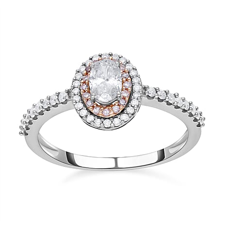 14K  White Gold SGL Certified Natural Pink & White Diamond  (OV 0.50 Ct) (1-I2-G-H) Ring 1.00 Ct.
